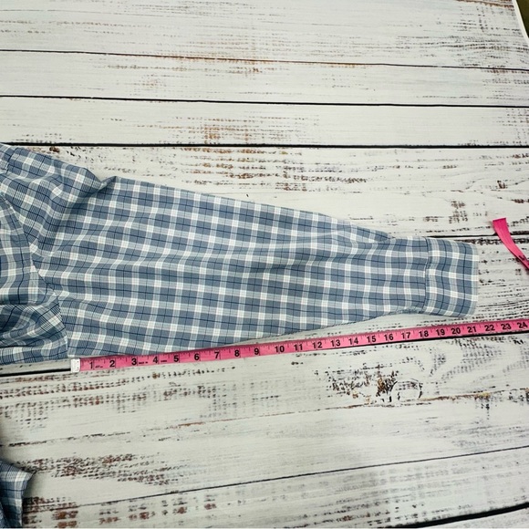 UnTuckIt Men’s size XXL Berklin Blue & White Plaid Ling Sleeve Button Down Shirt - Picture 13 of 14